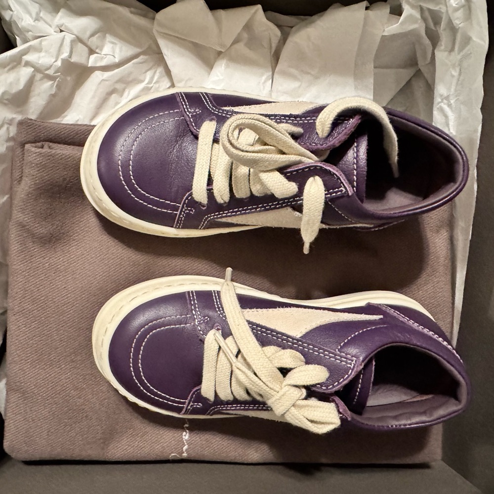 Rick Owens Purple and Cream Sneakers Suede Low-Top